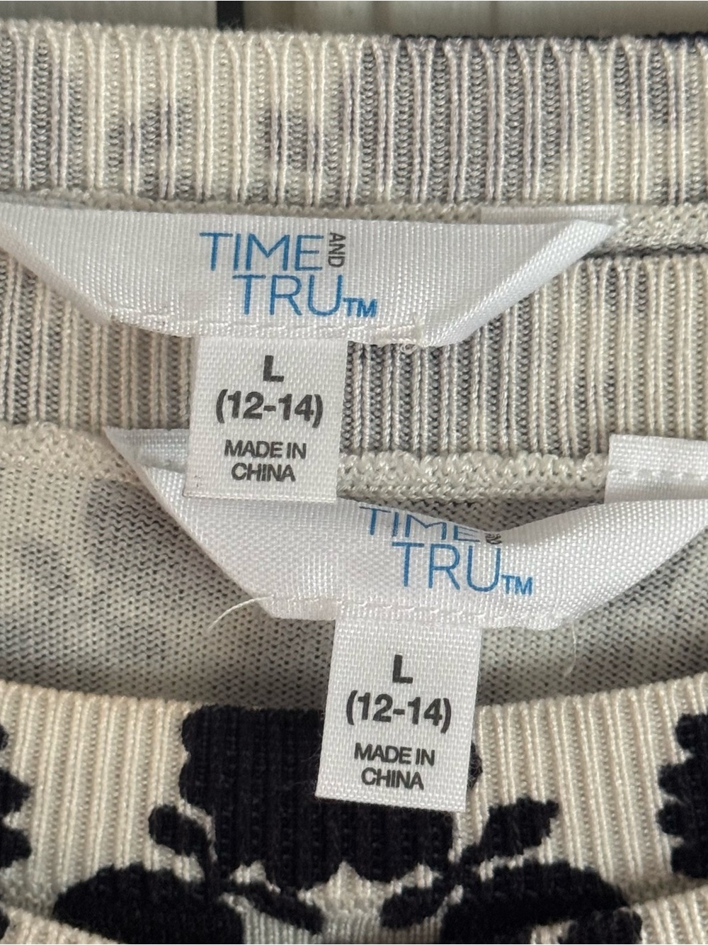 NWT Time and Tru Twin Set Cardigan Shell Sweater L 12 14 Blue Twilight Geometric - Picture 9 of 12